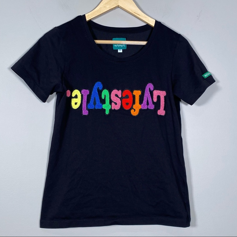 LYFESTYLE Women's Starburst Lyfestyle Black short sleeve T-shirt size S